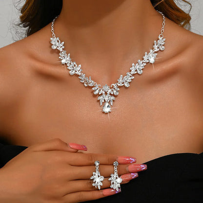 3pcs Waterdrop Choker Necklace & Earring Set for Women | Crystal Collar for Prom, Bridal & Wedding