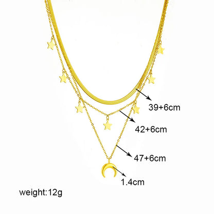 Multilayer Butterfly, Moon & Evil Eye Pendant Necklace | Waterproof 316L Stainless Steel