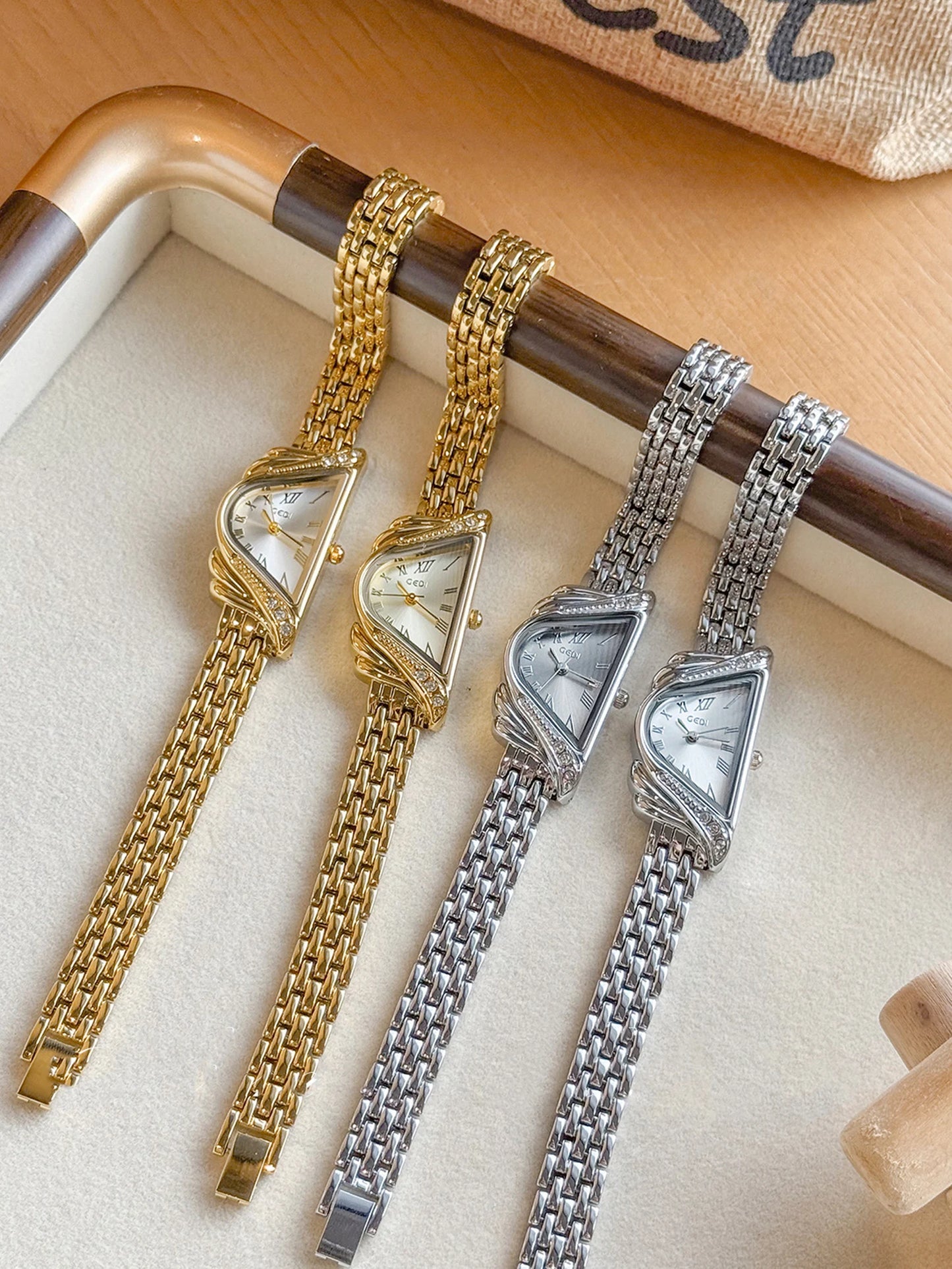 Asymmetric Micro-Dial Bracelet Watch | 20mm Roman Numeral Stainless Steel Timepiece