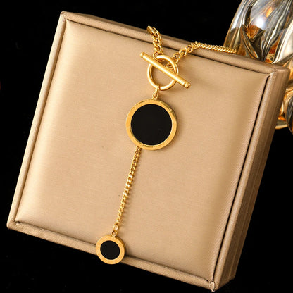 2-Layer Tiger Stripe Pendant Necklace | Waterproof 316L Stainless Steel, Round & Square Pendants