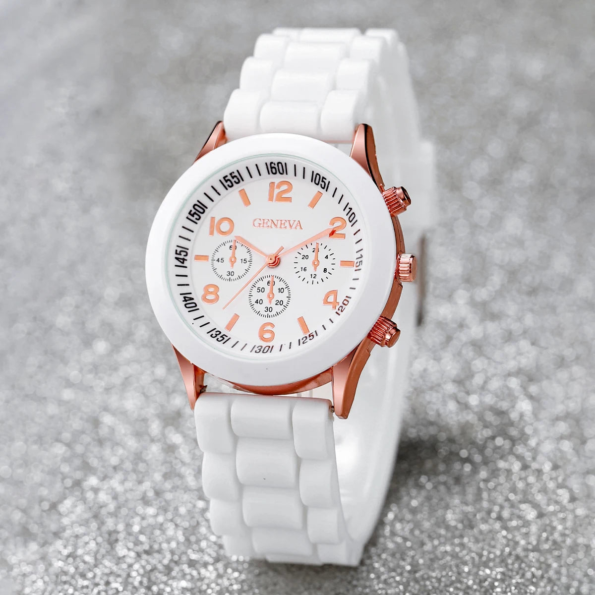 4-Piece Heart Watch & Jewellery Set | 38mm Quartz Watch with Silicone Band, Necklace, Bracelet & Earrings