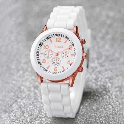 4-Piece Heart Watch & Jewellery Set | 38mm Quartz Watch with Silicone Band, Necklace, Bracelet & Earrings