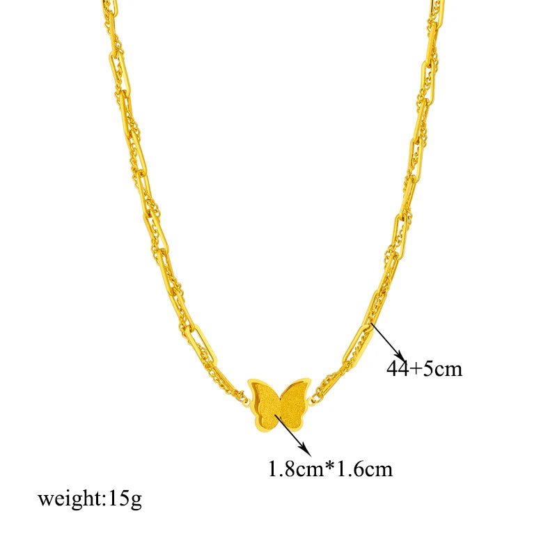 Celestial Multilayer Pendant Necklace | 316L Stainless Steel Butterfly, Moon & Mystical Eye Choker