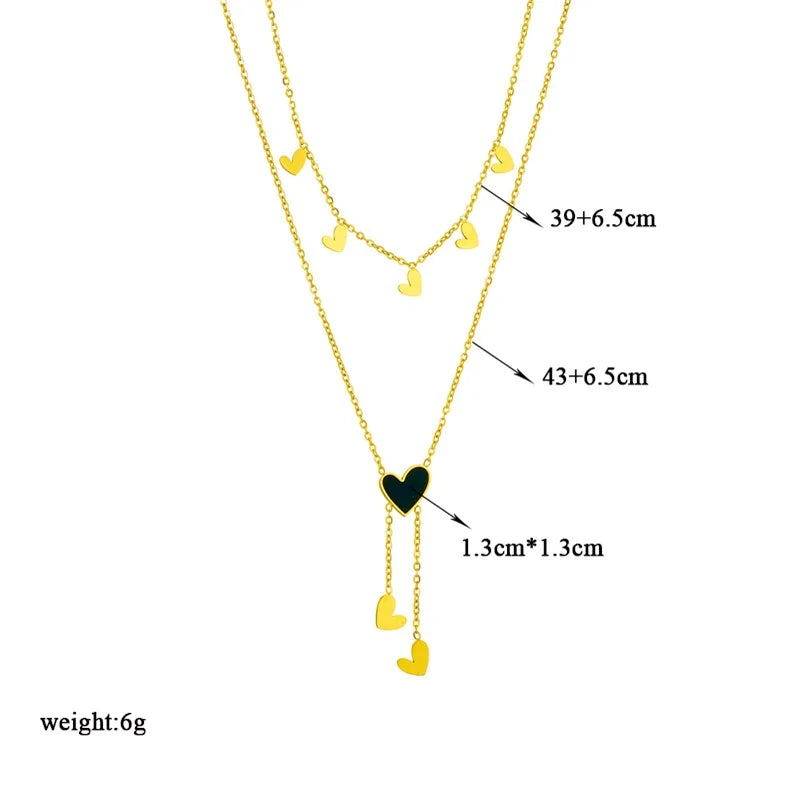 Heart Eye & Butterfly Multi-Motif Necklace | Waterproof 316L Stainless Steel Gold Link Chain