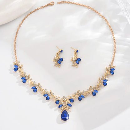 3pcs Waterdrop Choker Necklace & Earring Set for Women | Crystal Collar for Prom, Bridal & Wedding