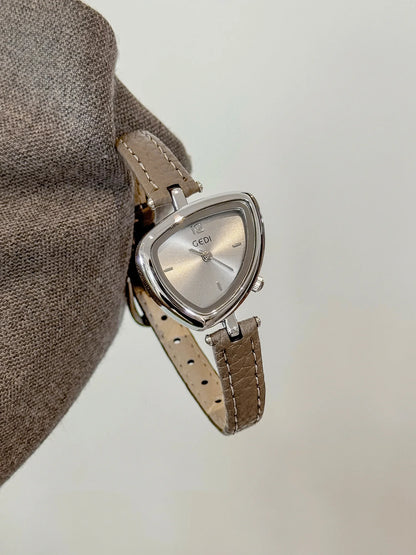 Asymmetric Micro-Dial Watch | 24mm Numberless Dial with Slim Leather Strap