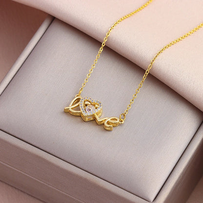 Heart Pendant Necklace | Waterproof 316L Stainless Steel Gold Clavicle Chain, 40cm+5cm