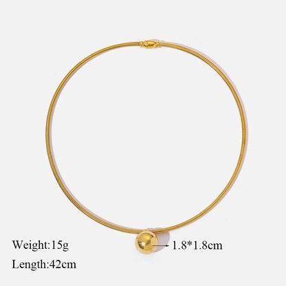 Solid Sphere Minimalist Necklace | Waterproof 316L Stainless Steel Gold Bead Link Chain