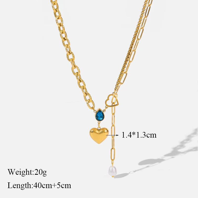 Bold Glossy Heart Statement | Waterproof 316L Stainless Steel Chunky Link Chain Necklace