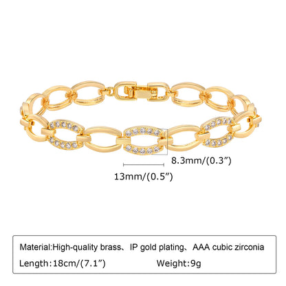 Chunky Paperclip Chain Bracelet | 14K Gold-Plated Cubic Zirconia Stackable Link Bracelet for Women