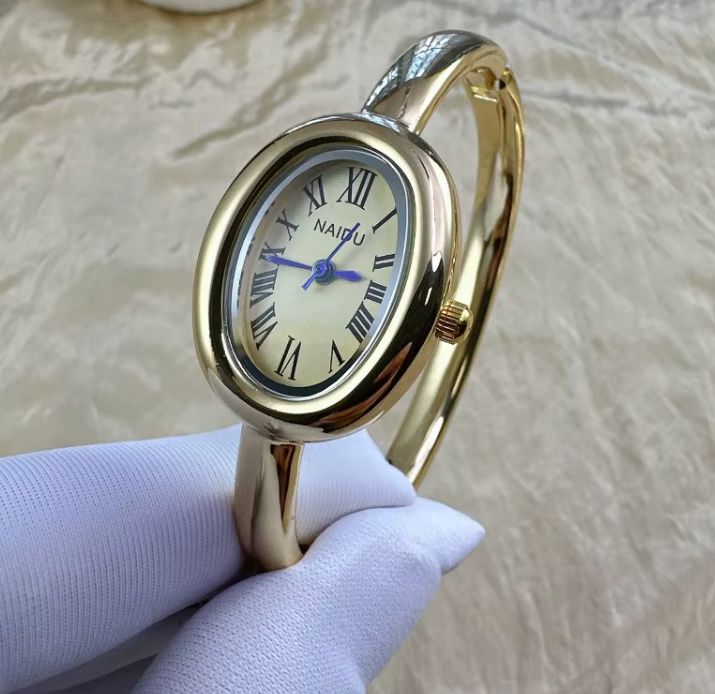 Gold-Tone Roman Numeral Bangle Watch | Minimalist Ladies' Timepiece