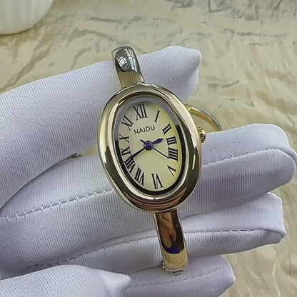 Gold-Tone Roman Numeral Bangle Watch | Minimalist Ladies' Timepiece