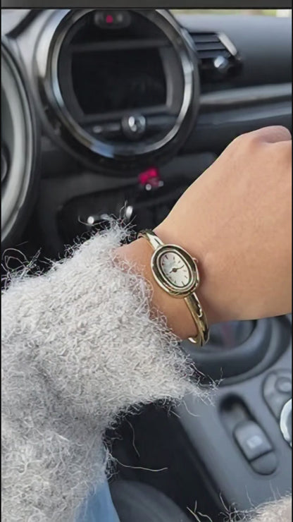 Gold-Tone Roman Numeral Bangle Watch | Minimalist Ladies' Timepiece