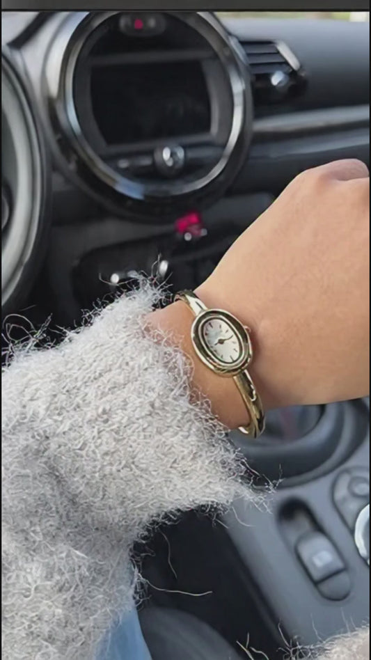 Gold-Tone Roman Numeral Bangle Watch | Minimalist Ladies' Timepiece