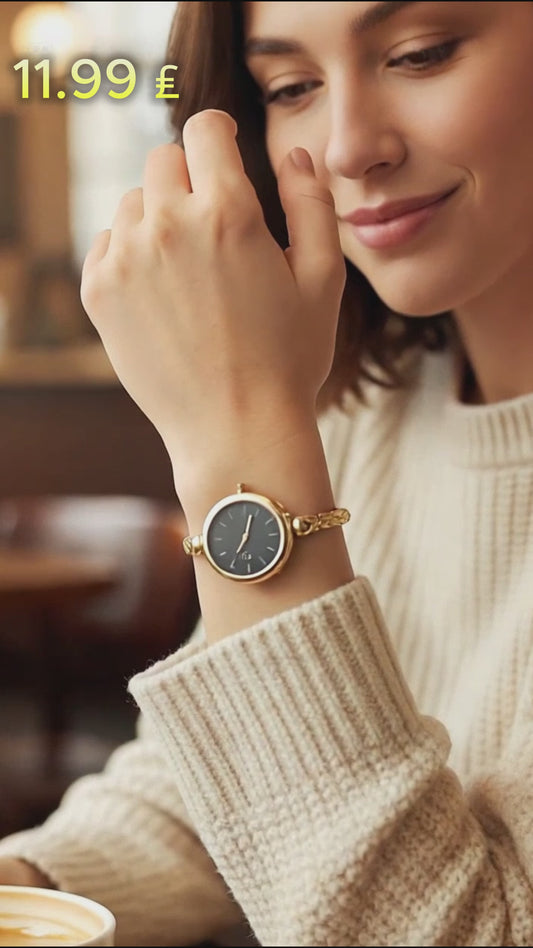 Women's Gold Bangle Watch | Small Vintage-Style Bracelet Wristwatch