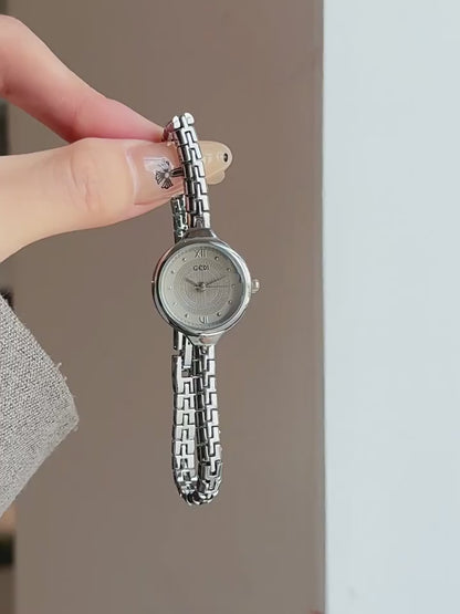 Retro Micro-Watch | Ultra-Slim 5mm Stainless Steel Bracelet with Roman Numerals